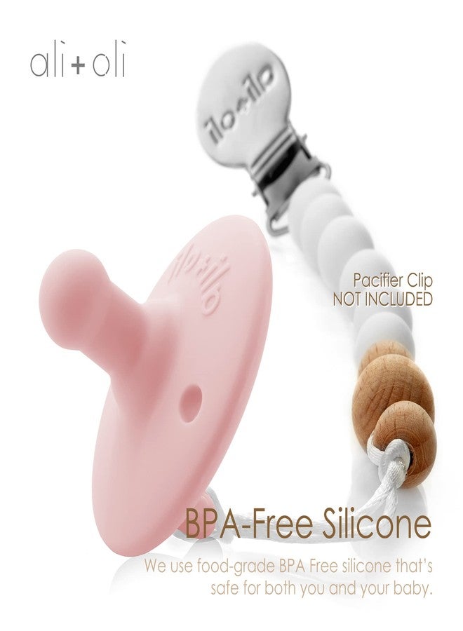 Ali+Oli Pacifier for Baby (2-pk) Set Original Round (Grey-Sage) Concaved Shield Newborn Pacifiers, BPA-Free Silicone Baby Pacifier Set, Baby Binkies, Chupones para Bebes - Image 3